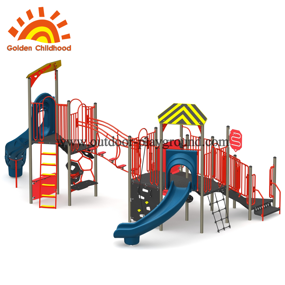 Combination Slide With Bridge Outdoor Playground Equipment For Children