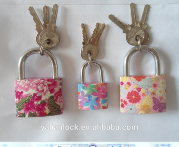 Good Quality Multifunctional Flower Pattern Painted Iron Padlock With Normal Iron Keys Or Atomic Keyss