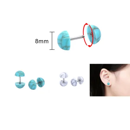 Tiny gemstone turquoise stud earrings