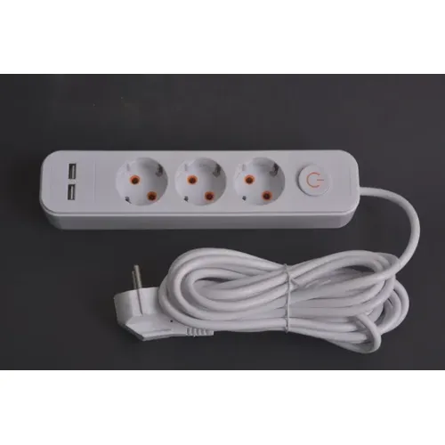 Новая 3-местная удлинительная розетка с 2 USB E7003ES-USB
