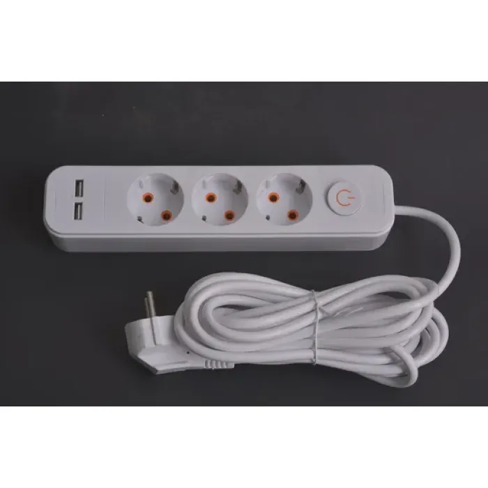 Soket Ekstensi 3-Gang baru dengan 2USB E7003ES-USB