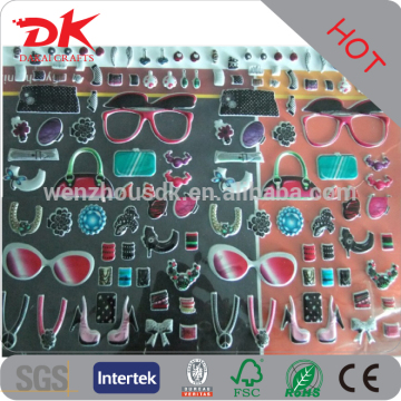 Custom pop up puffy foam kids beauty sticker set with dressing