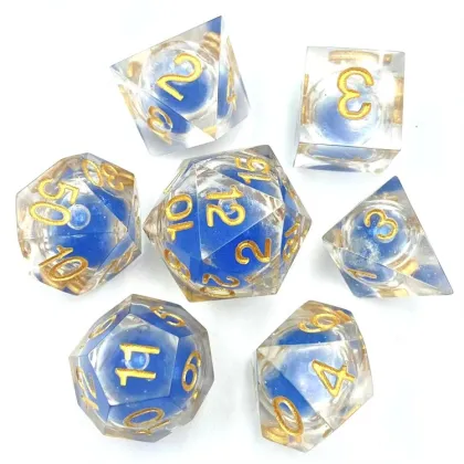 Custom Liquid Center Eyeball D&D Sharp Edge Resin Dice Set