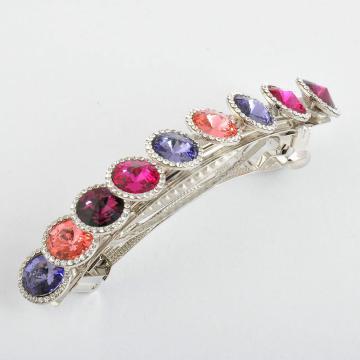 Fashion hair clip with colorful Swarovski crystal and tone