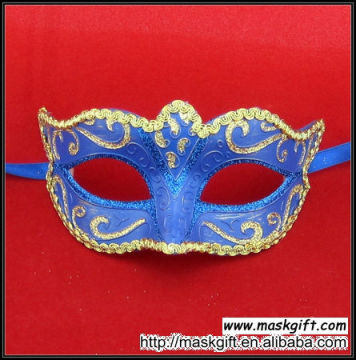 Wholesale High Quality Blue And Gold Venetian Style Plastic Masquerade Masks