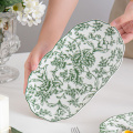 Green Ceramic Dinner Set Porcelain Tableware Luxury Fine Bone Luxurious Dinnerware Plates Set Ceramic