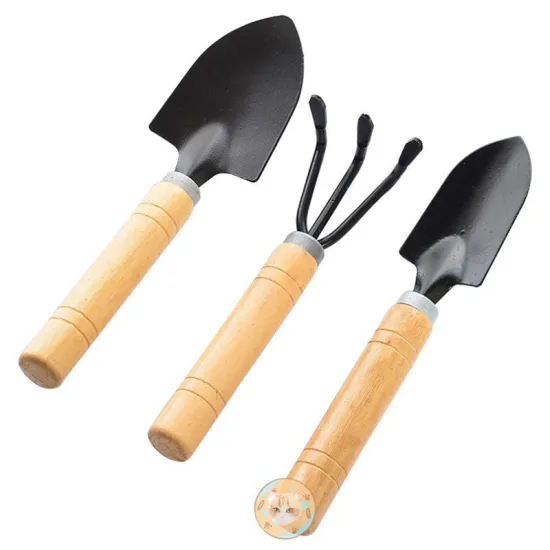 Wholesale 3-Piece Coarse Wood Handle Garden Mini Shovel Bonsai Tool Kit for Potted Plants