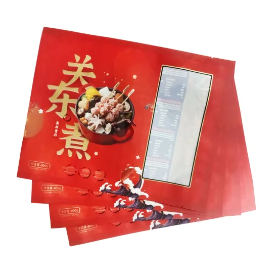 Custom Print Heat Seal Plastic Packaging Bag with Window for Seafood and Frozen Foods