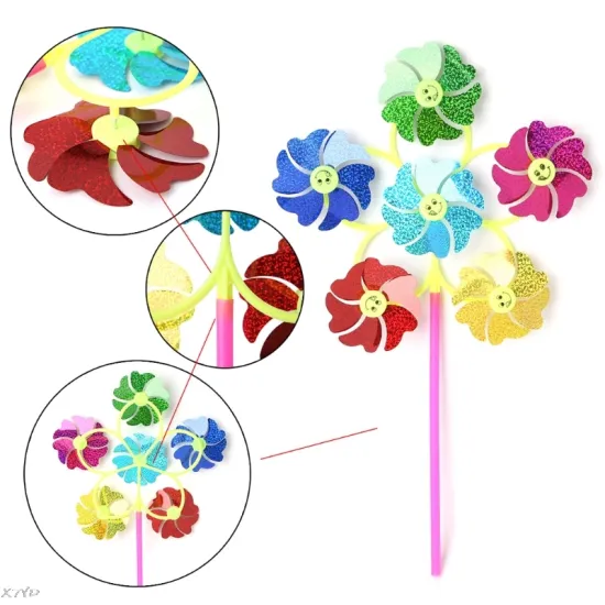Windmill Kids Toys Glow 6 Wheels Yard Garden Ornaments Colorful Outdoor Spinner