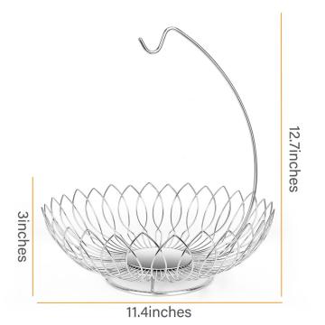 Stainless steel leaf shape fruit basket with hook