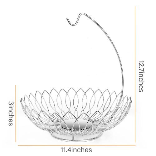 Stainless steel leaf shape fruit basket with hook