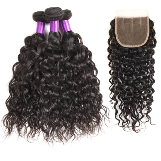 100% Pure Unprocessed Indian Remy Virgin Human Hair Weaving Deep Wave Deals With Silk Base Lace Top Closure