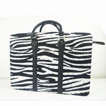 Algodão acolchoado Laptop portfólio/maleta com Zebra padrão, disponível em vários modelos e tamanhos