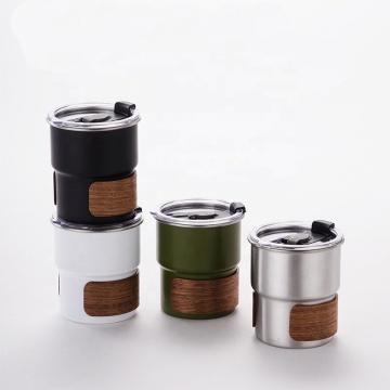 Caneca de viagem de aço inoxidável ecológica - xícara de café isolada de 300 ml com tampa