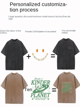 American Vintage Style Heavy Cotton T-Shirt with Snowflake Design