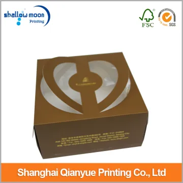 PVC windown cake packaging paper box with ring handle