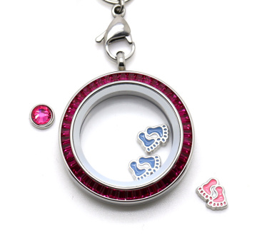 Colorful zircon setting in locket pendant