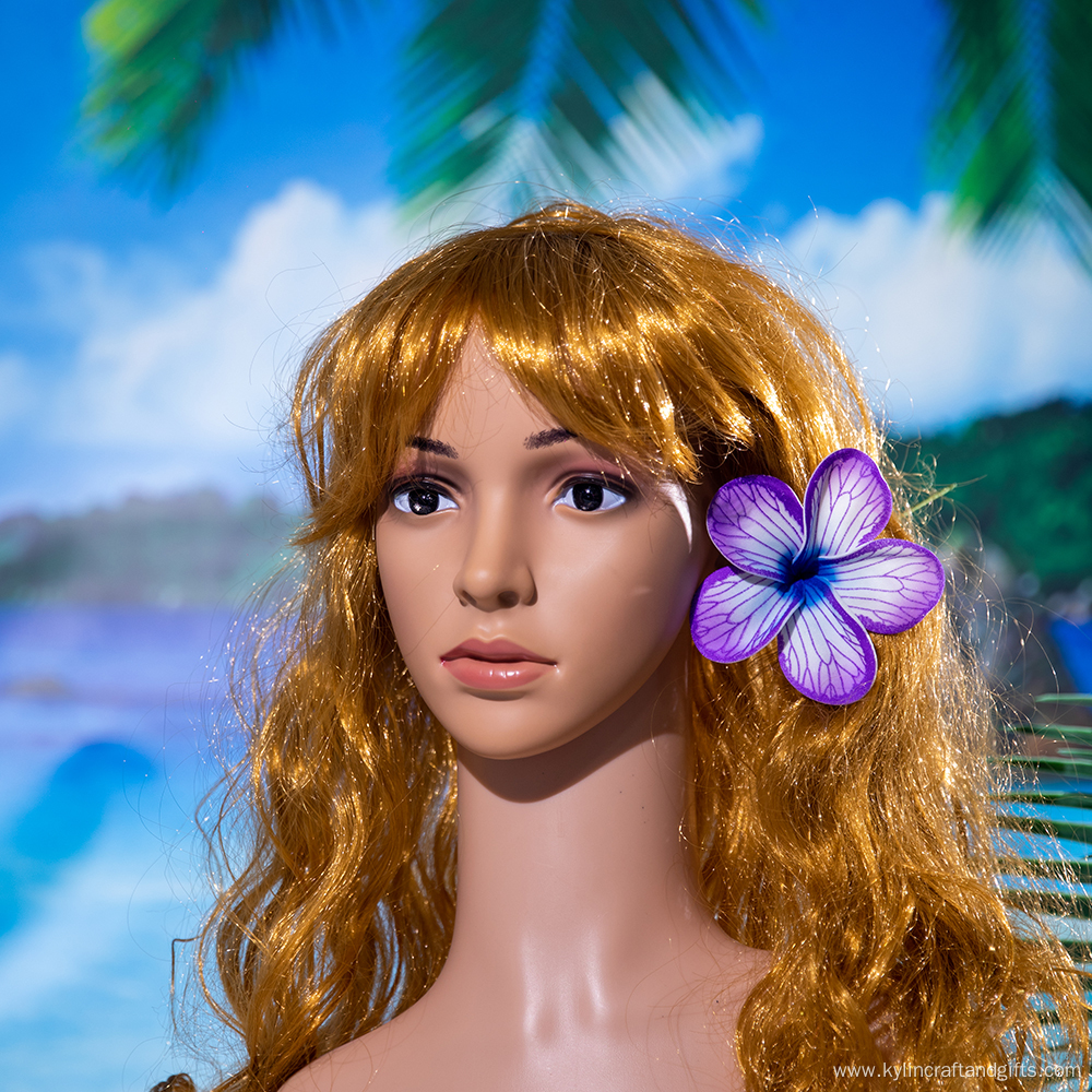 Hot Selling Printed Handmade Foam Plumeria Hair Pick