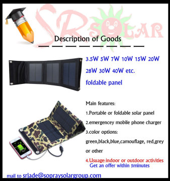 3W 5W 7W 13.5W Foldable Solar Cell Phone Flexible Charger for mobile