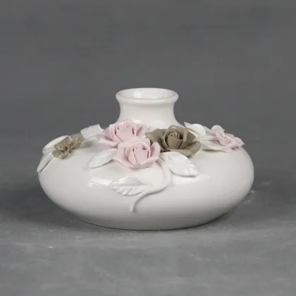 Matt Green Unpainted Ceramic Vase for Flowers - Home Decor