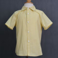 أزياء الصيف القطن الأصفر تحقق قميص الصبي النسيج