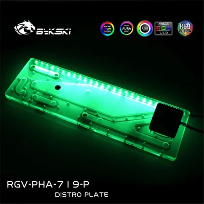 Bykski Distro Plate for Phanteks 719LTG Case - 360 Radiator Water Cooling Loop, 12V/5V RGB Sync