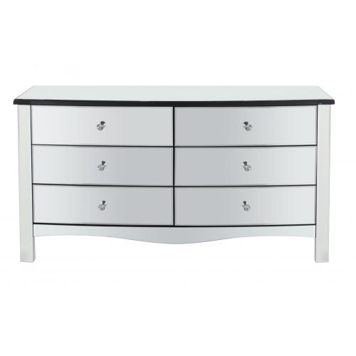 Curvido espelhado mdf preto pintura 6drawer baú