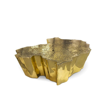 Customized Irregular Shape Luxury Golden Etching Brass/Stainless Steel Top Coffee Table
