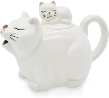Cute Cat-Shaped Porcelain Tea Pot - 20 OZ Ceramic Teapot for Gifts