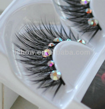 fashion style, high quality pure handmade real Siberian mink eyelash decorated wiht crystals