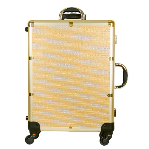 Professional Gold Travel Cosmetic Bag Makeup Case with Lights Mirror