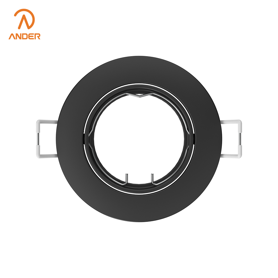 Cadre de downlight circulaire réglable en aluminium noir et blanc