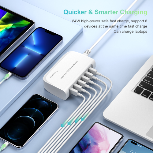 84W 6-port USB QC3.0 portable wall charger