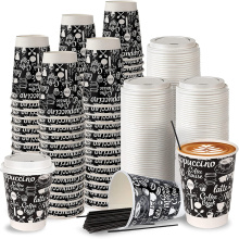 Double Insulating Disposable colorful Paper Cups Plastic Lid