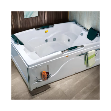 Modern Double Rectangle Acrylic White Massage Whirlpool Bathtub for Hotels