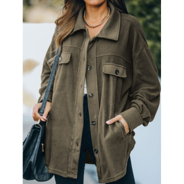 Donne a maniche lunghe per cappotto casual con tasche