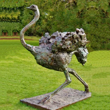 Garden Life Size Metal Bronze Ostrich Sculpture