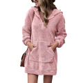 Women's Quarter Zipper Long Sherpa Hoodie