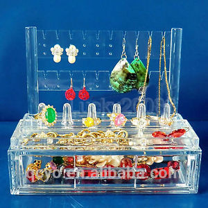 factory hot sale Acrylic vertical and drawer Jewelry Box