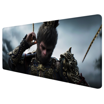 Aangepaste full colour printing zwarte mythe wu kong vloeibare afstotende snelheid polyester stof 3a grote gaming muis kussen