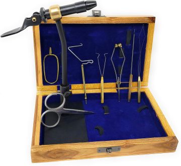 Kit alat memancing kayu: topeng, gulungan, tang, gunting, dan modifikasi cambuk