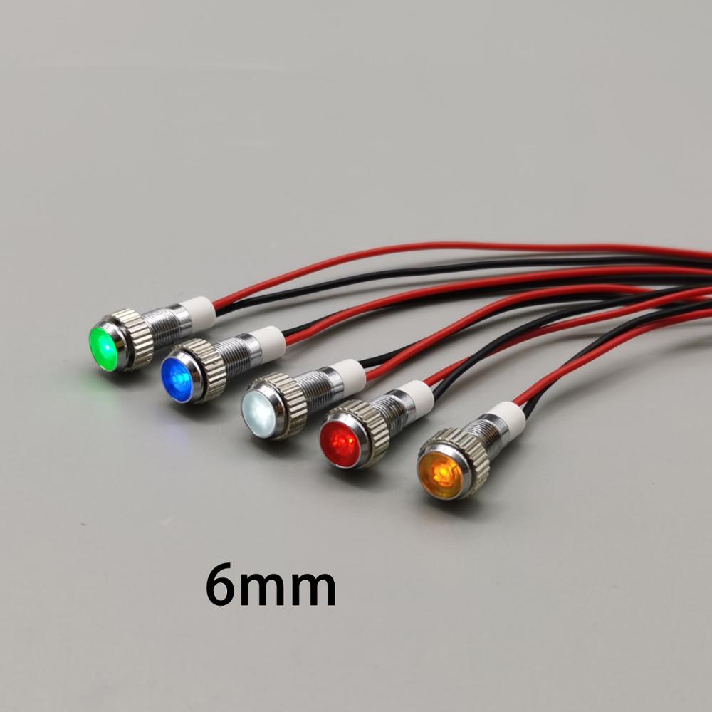 1 PCS 6mm 8mm 10mm Waterproof IP67 Metal LED Warning Indicator Light Signal Lamp Pilot Wire 6V 12V 24V 220V