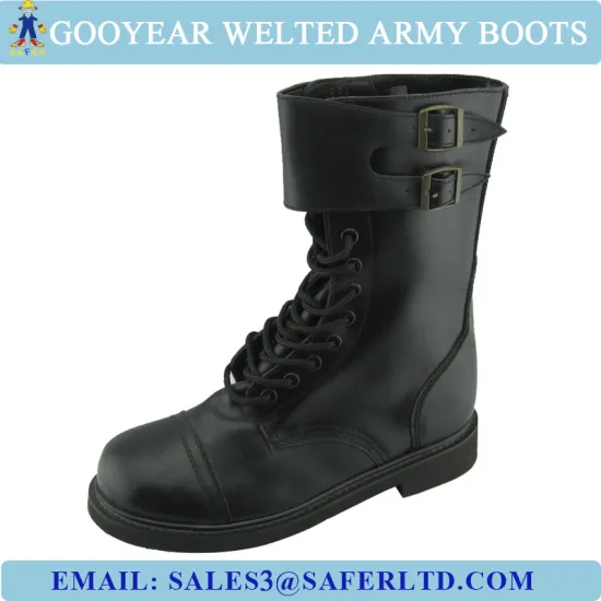 Goodyear welted corrected leather men military army boots