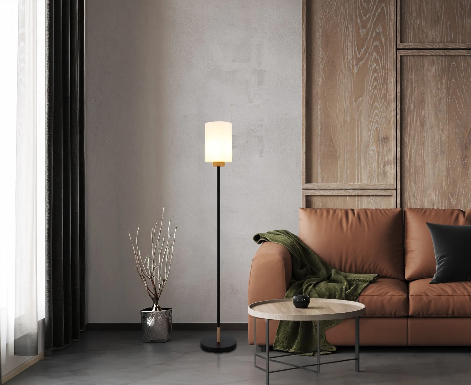 Modern Matte Black Wood Floor Lamp (9)