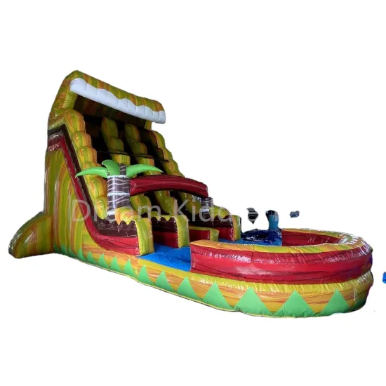 High-Quality PVC Inflatable Water Slide with Pool, Palm Trees, and Ball Pit for All Ages