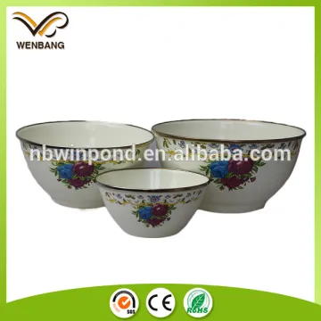 metal enamel coating dinnerware set salad soup bowl
