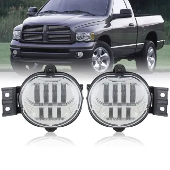 Chrome and Black Bezel LED Fog Lights for Dodge Ram 1500/3500 (2003-2009)