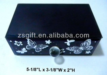 antique style black glass jewelry case for home decor