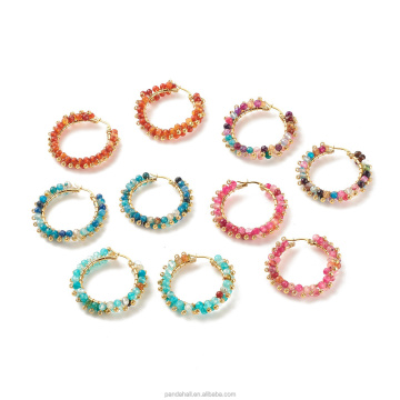 43mm 304 Stainless Steel Wire Wrap Natural Agate Beaded Hoop Earrings: Pandahall's Stylish Jewelry Accessory