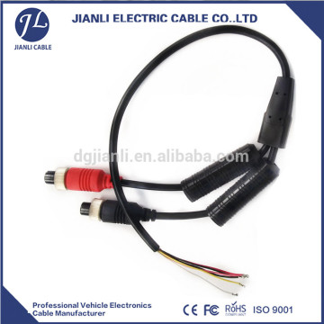 Waterproof double 4 pin female aviatioin connector connected bare wire extension cable